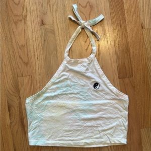 Pacsun crop top tie halter neck muted tie dye yin yang top large